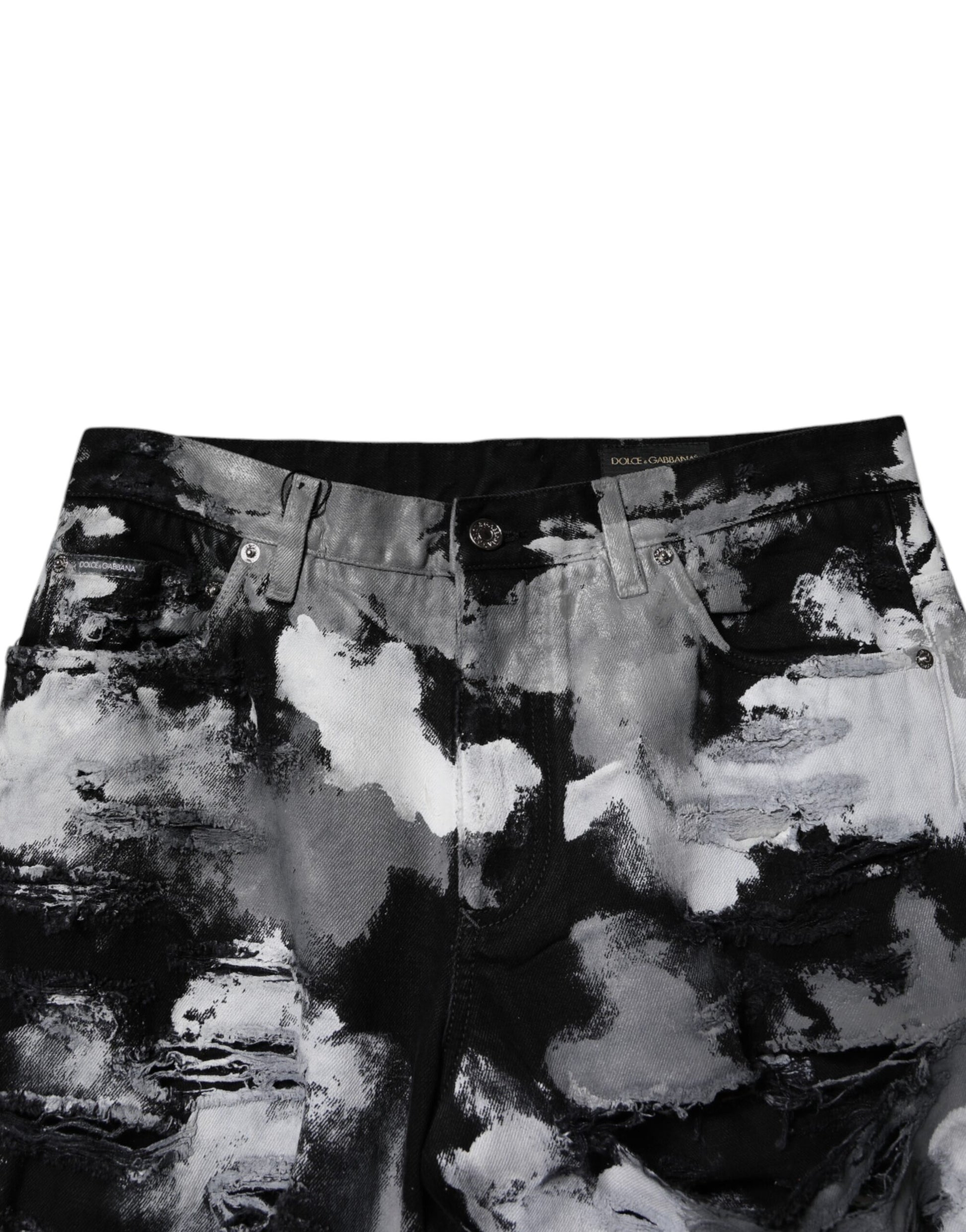 Dolce & Gabbana Dark Camouflage Tattered Skinny Denim Jeans for Men