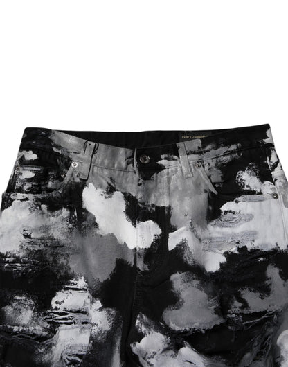 Dolce & Gabbana Dark Camouflage Tattered Skinny Denim Jeans for Men