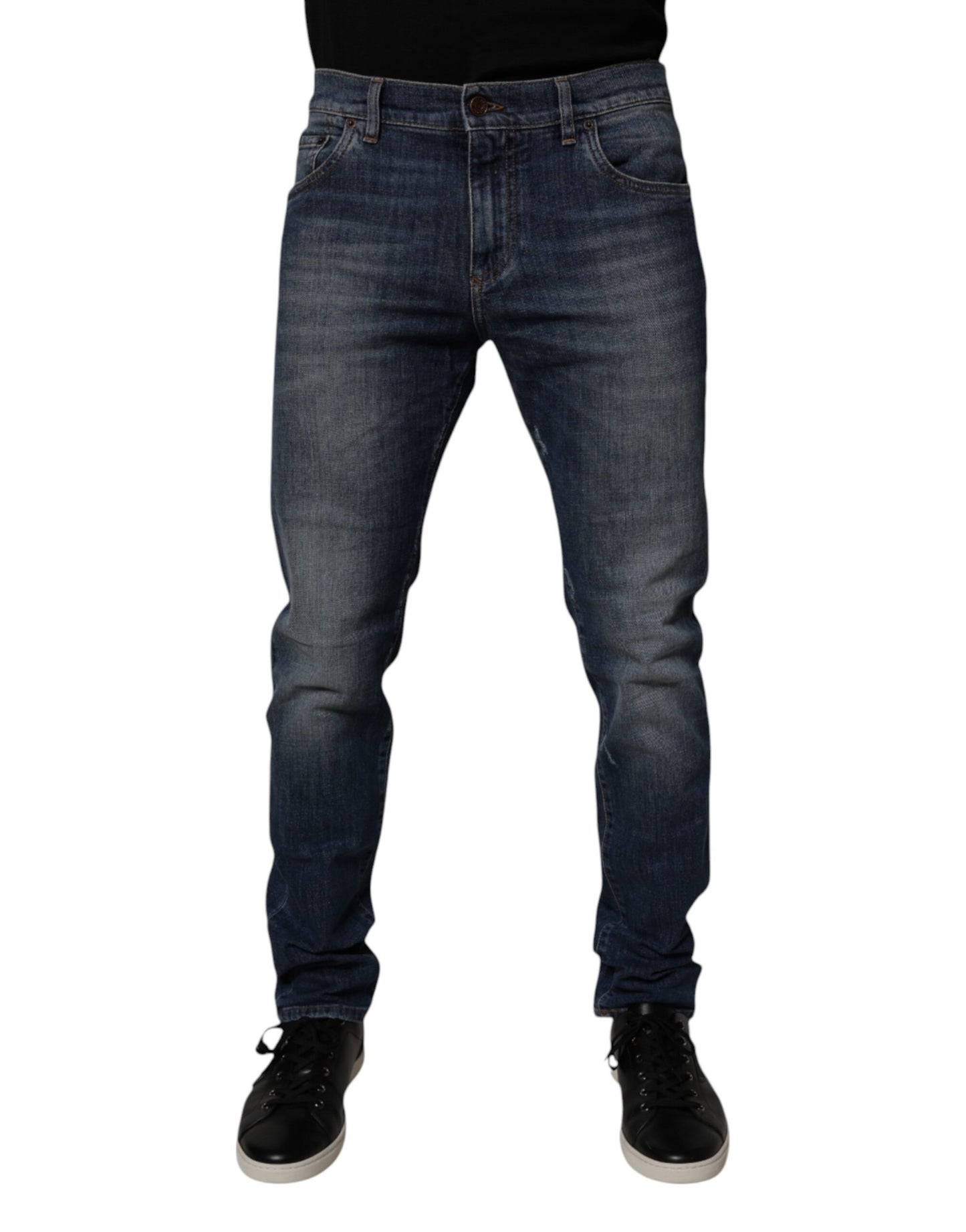 Dolce & Gabbana Dark Blue Cotton Skinny Denim Jeans