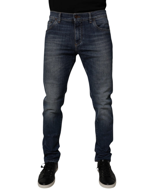 Dolce & Gabbana Dark Blue Cotton Skinny Denim Jeans