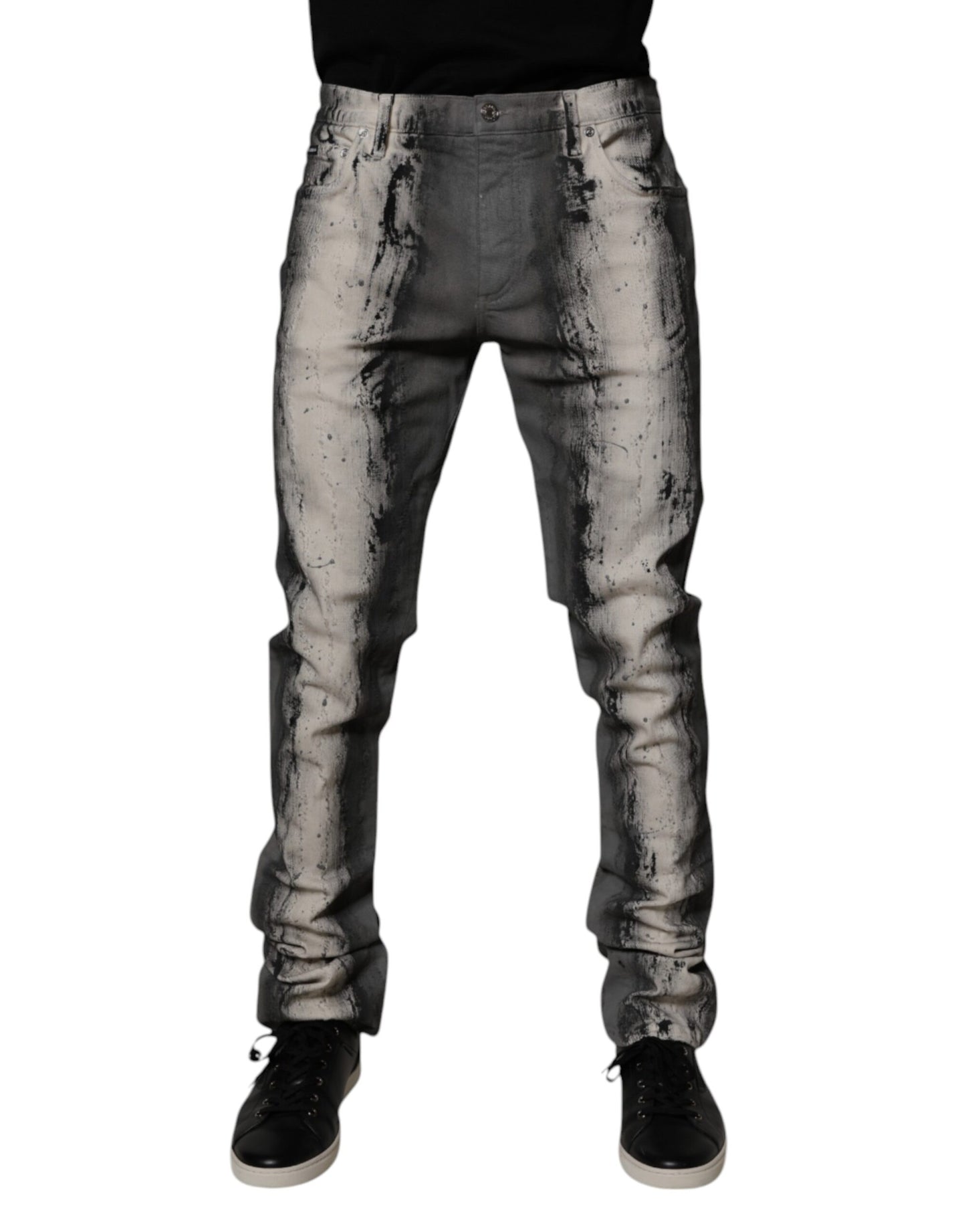 Dolce & Gabbana Gray Tie Dye Cotton Skinny Men's Denim Jeans