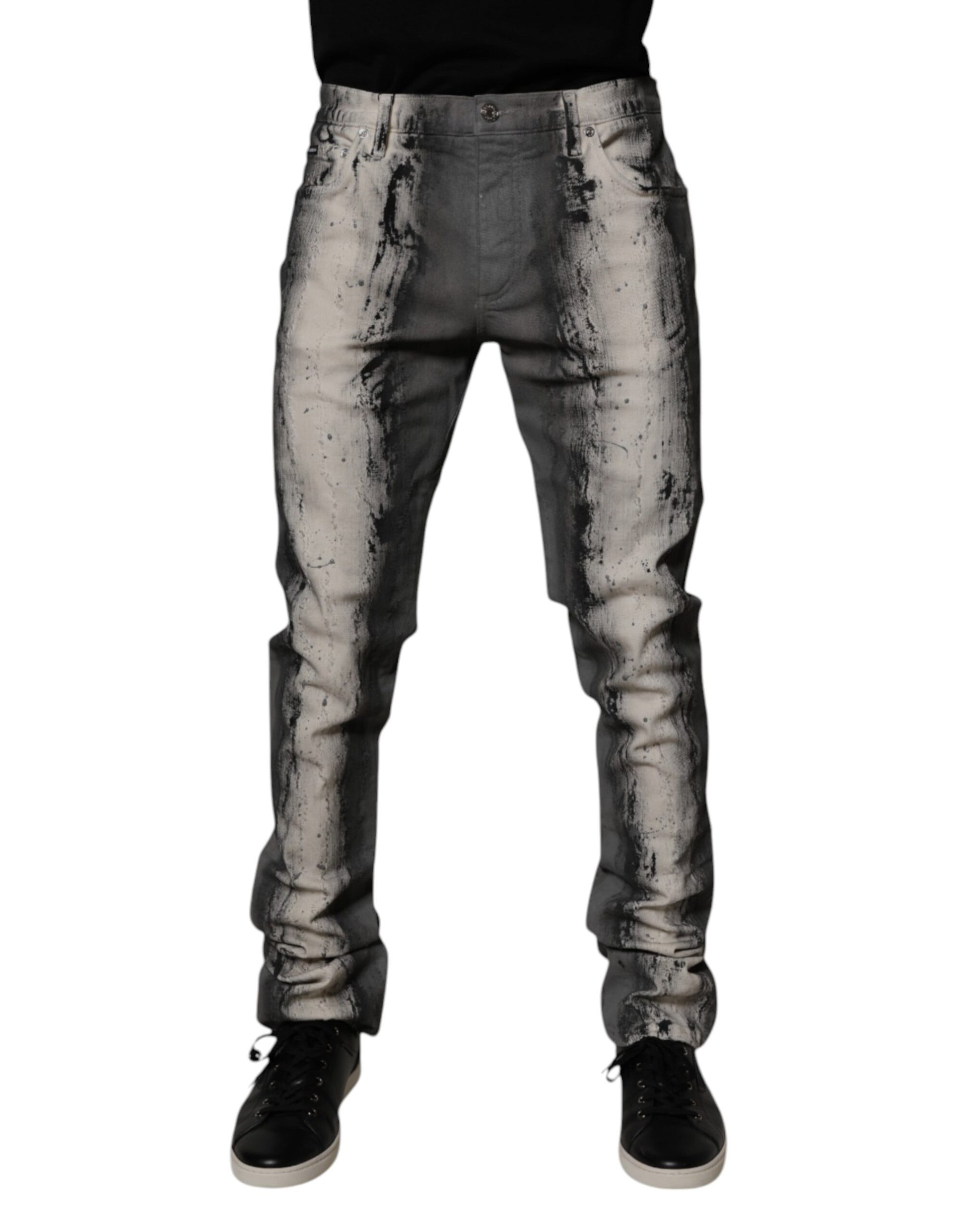 Dolce & Gabbana Gray Tie Dye Cotton Skinny Men's Denim Jeans