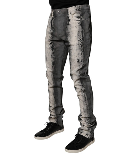 Dolce & Gabbana Gray Tie Dye Cotton Skinny Men's Denim Jeans