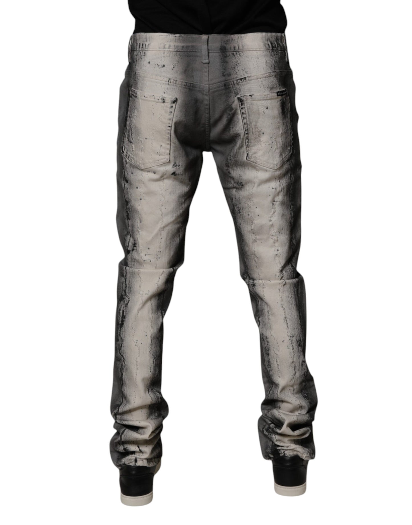 Dolce & Gabbana Gray Tie Dye Cotton Skinny Men's Denim Jeans