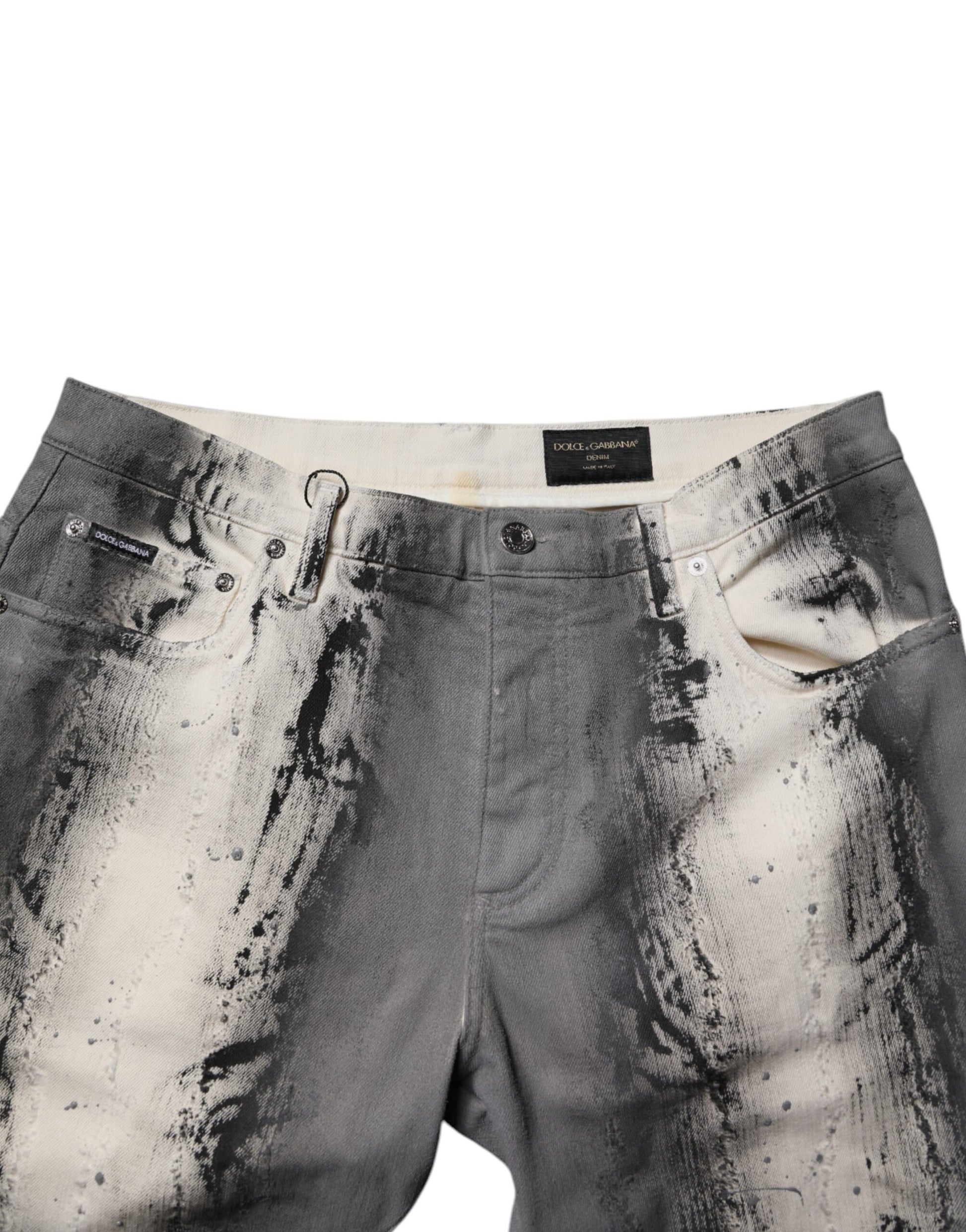 Dolce & Gabbana Gray Tie Dye Cotton Skinny Men's Denim Jeans