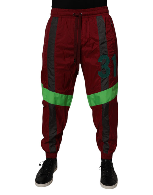 Dolce & Gabbana Maroon Nylon Men's Jogger Sweatpants