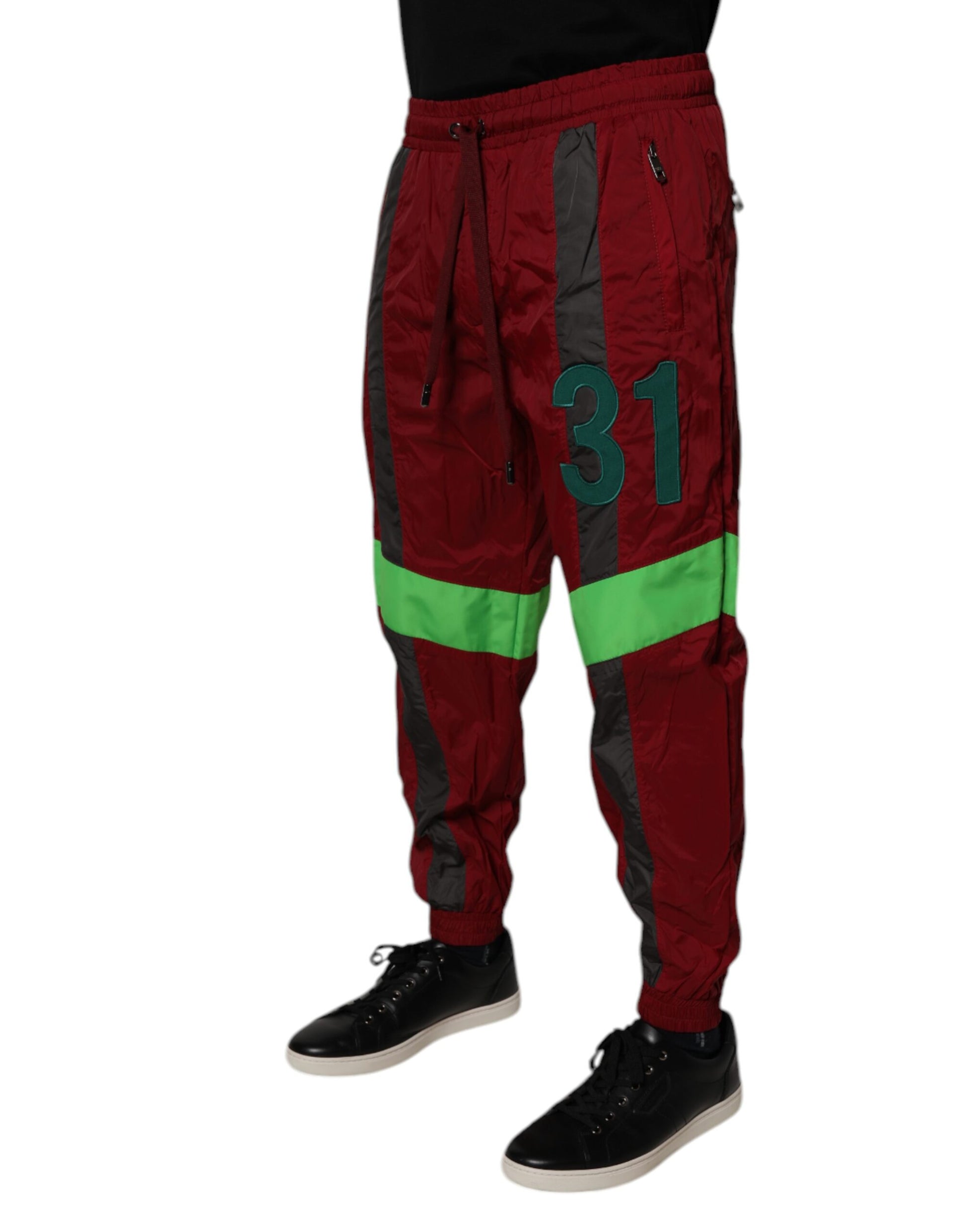 Dolce & Gabbana Maroon Nylon Men's Jogger Sweatpants