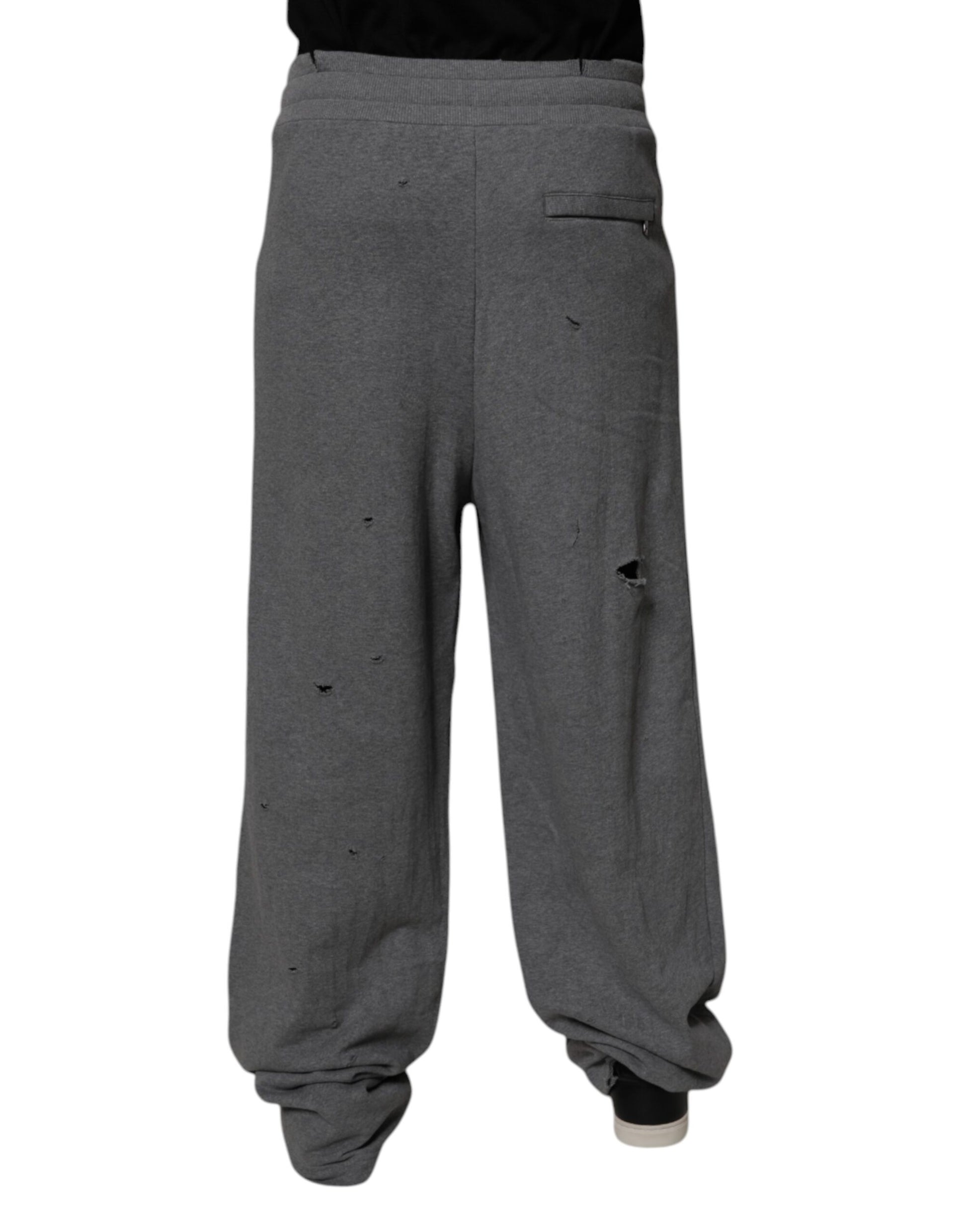 Dolce & Gabbana Gray Cotton RipStyle Straight Sweatpants