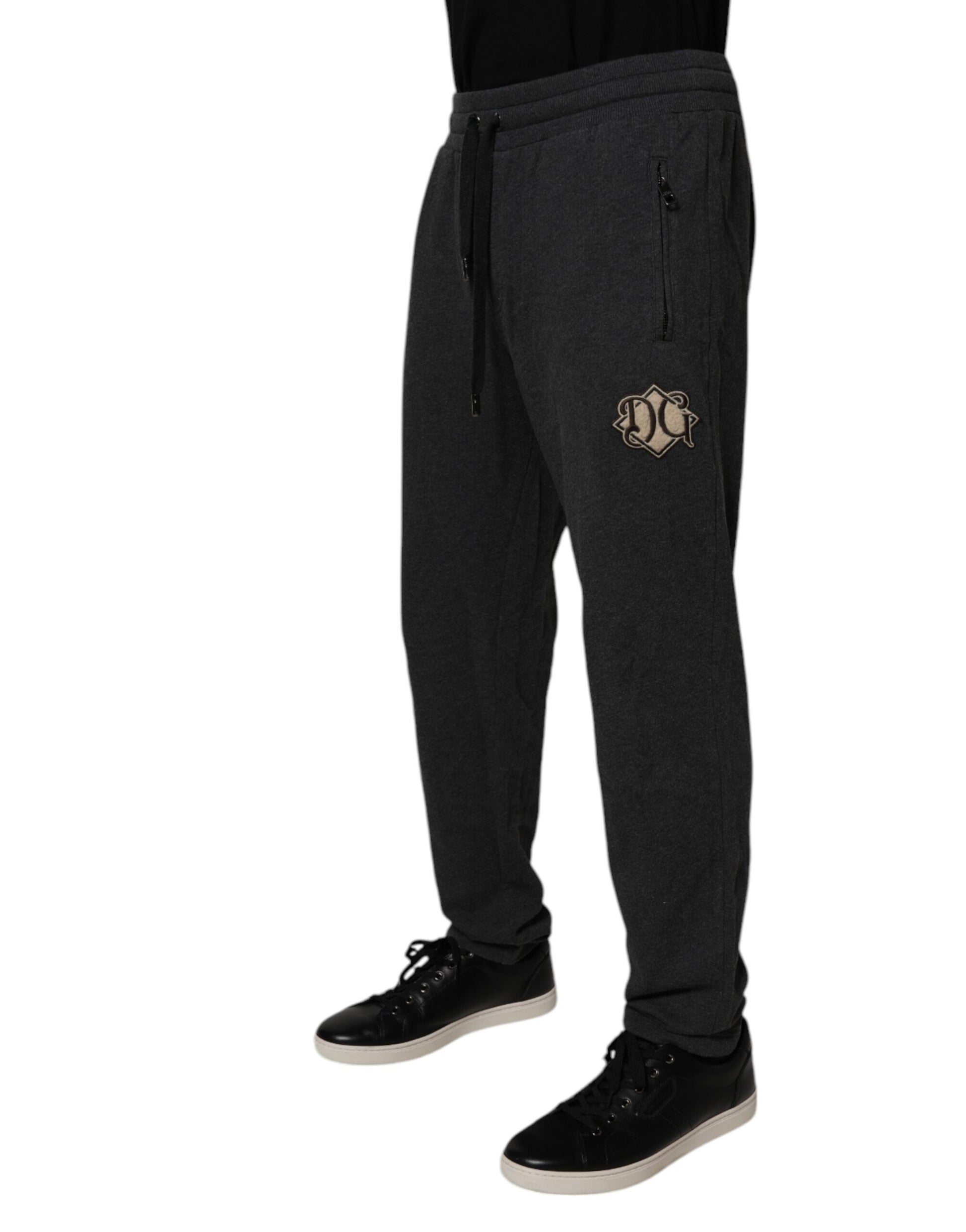 Dolce & Gabbana Dark Gray Logo Cotton Jogger Sweatpants for Men