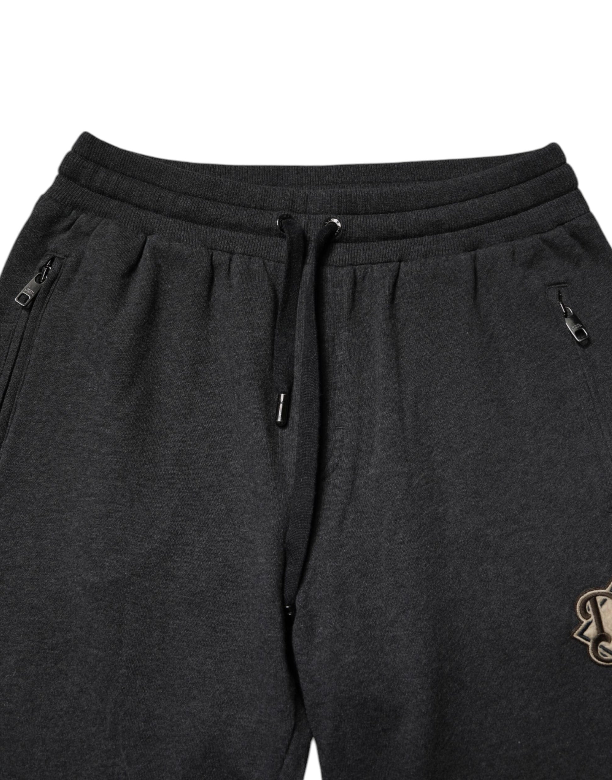 Dolce & Gabbana Dark Gray Logo Cotton Jogger Sweatpants for Men