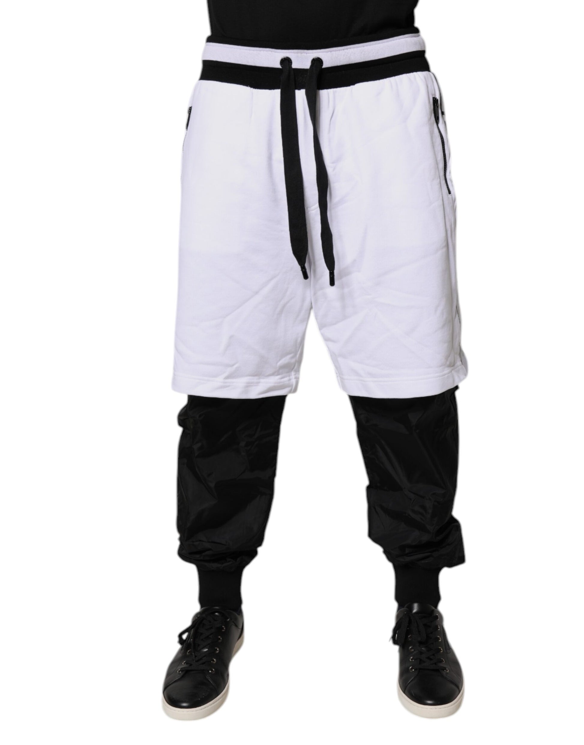Dolce & Gabbana Black & White Cotton Layered Sweatpants