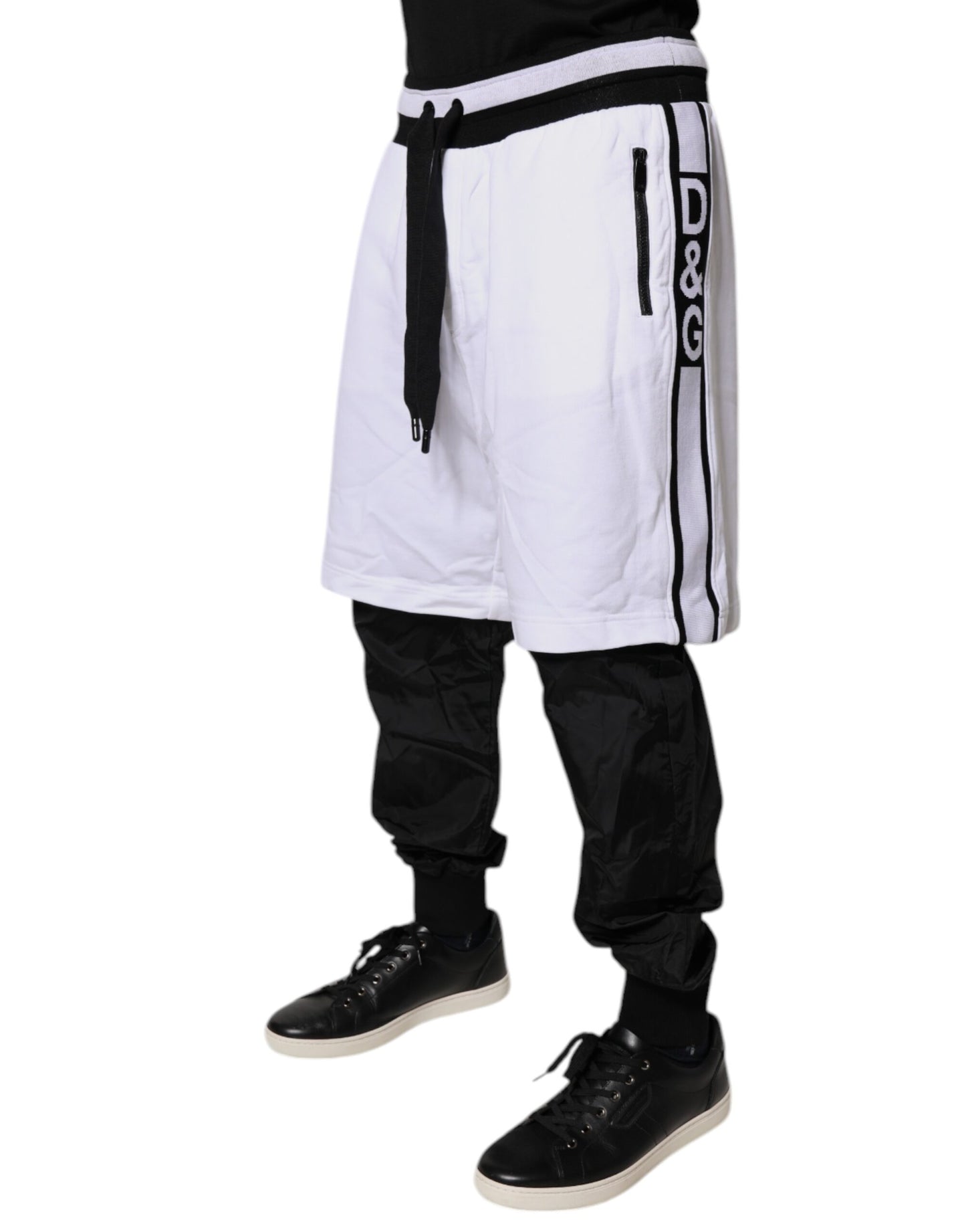 Dolce & Gabbana Black & White Cotton Layered Sweatpants