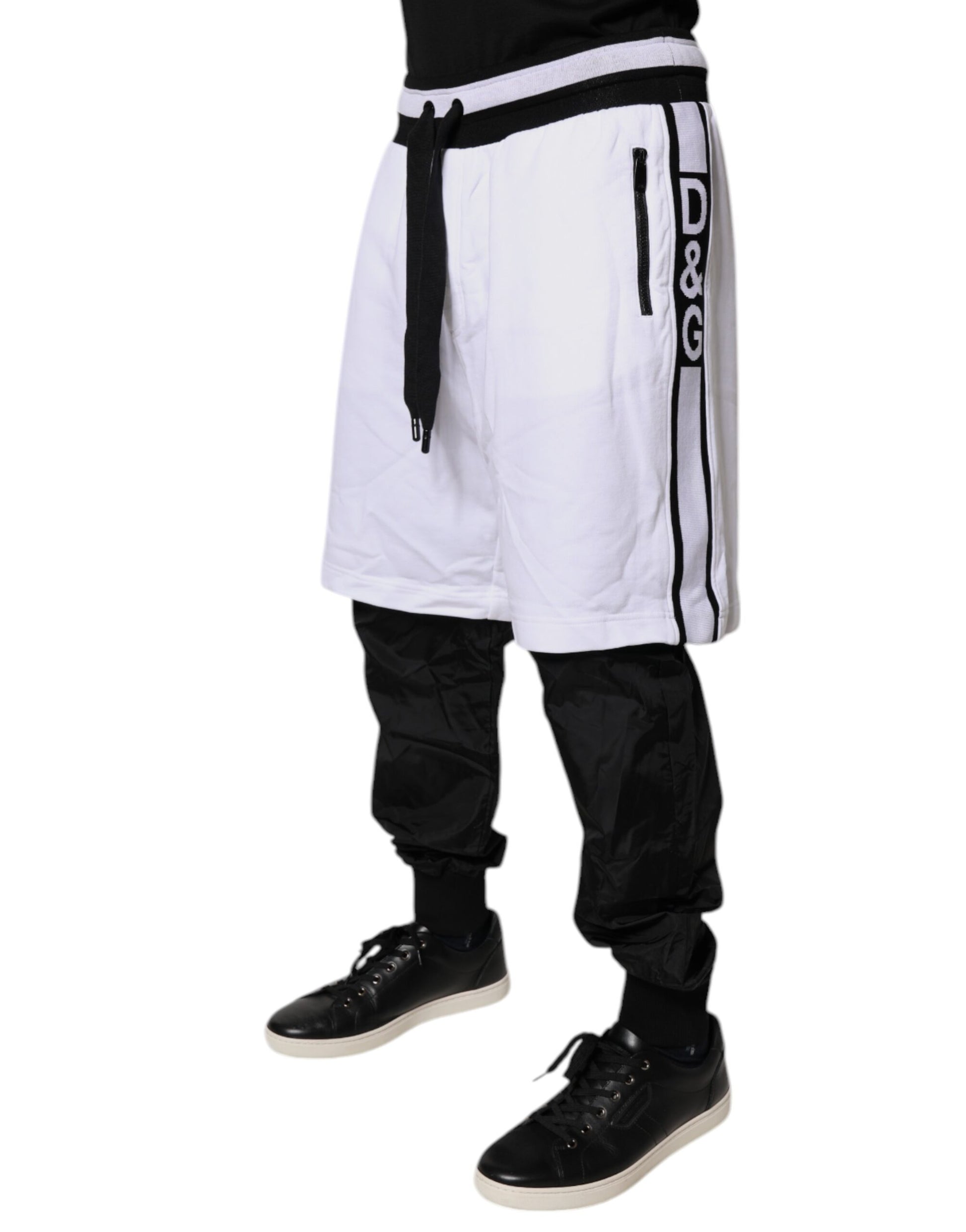 Dolce & Gabbana Black & White Cotton Layered Sweatpants