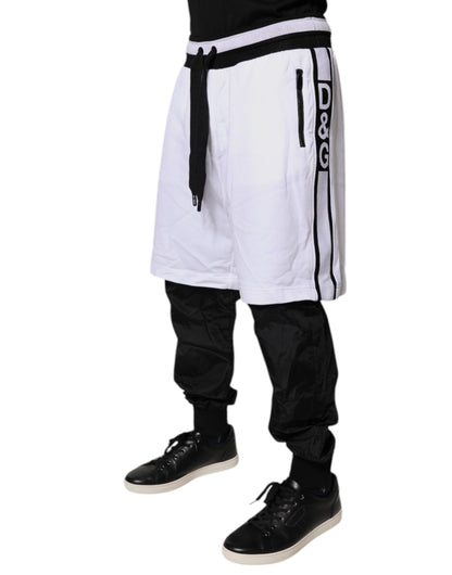 Dolce & Gabbana Black & White Cotton Layered Sweatpants