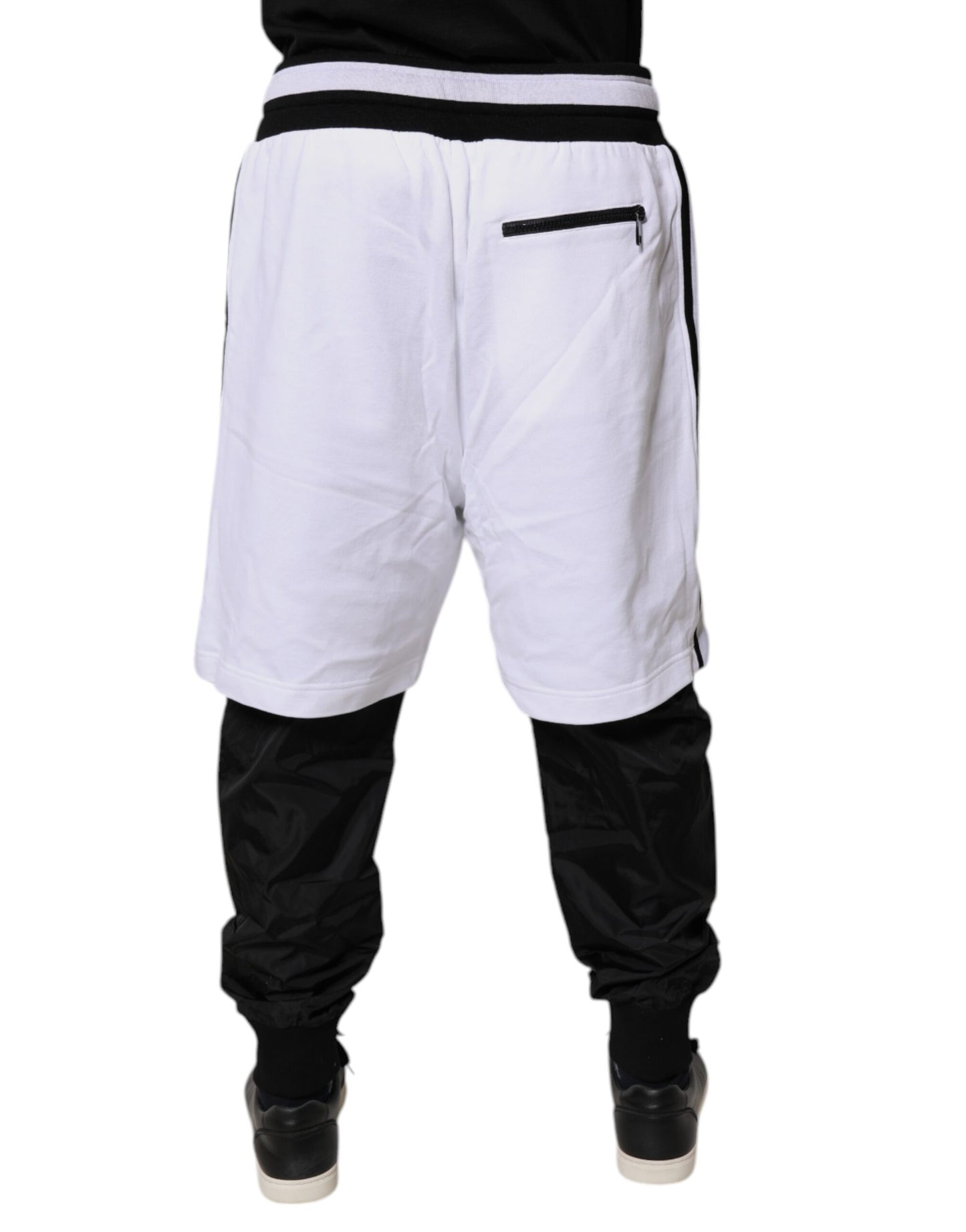 Dolce & Gabbana Black & White Cotton Layered Sweatpants