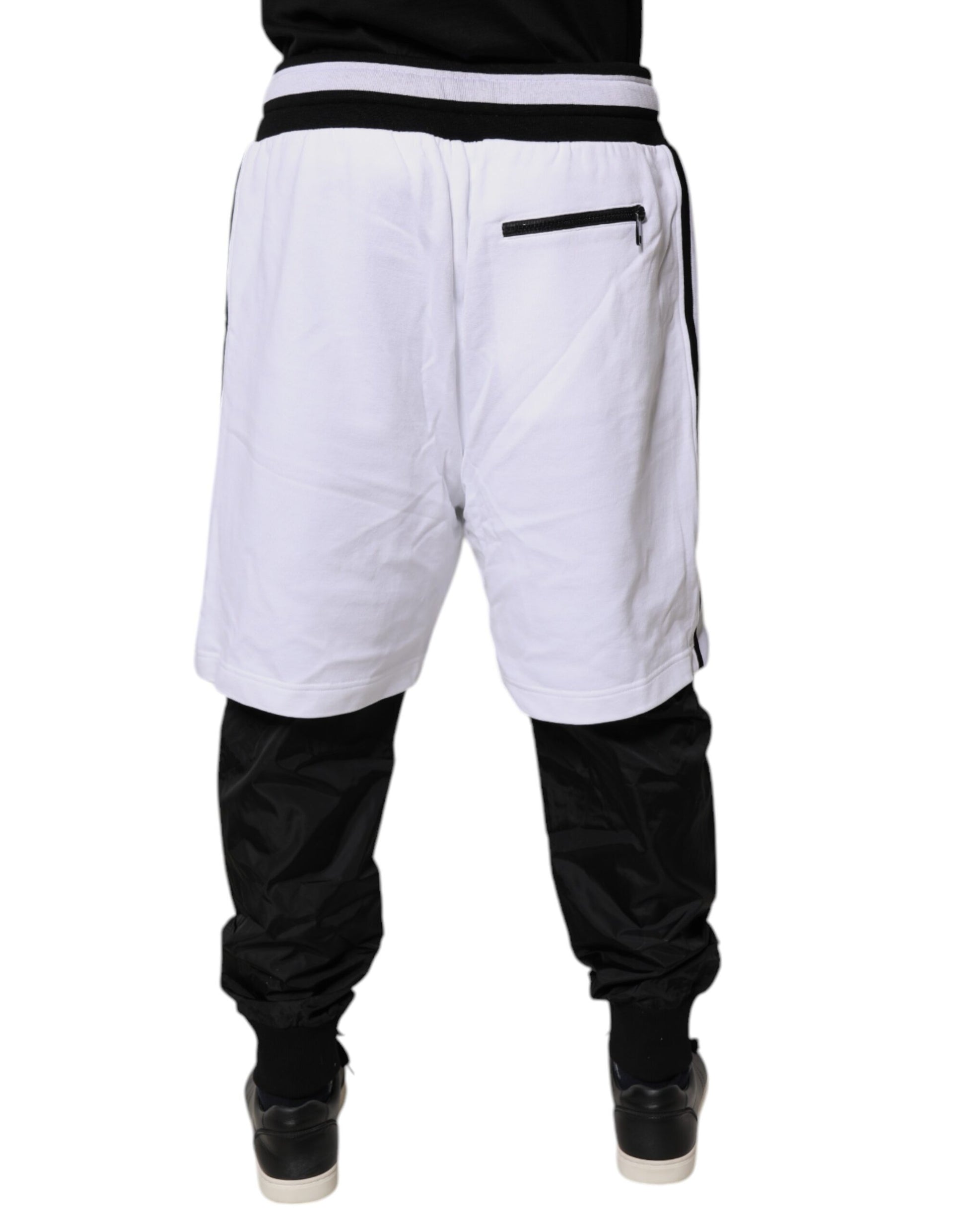 Dolce & Gabbana Black & White Cotton Layered Sweatpants