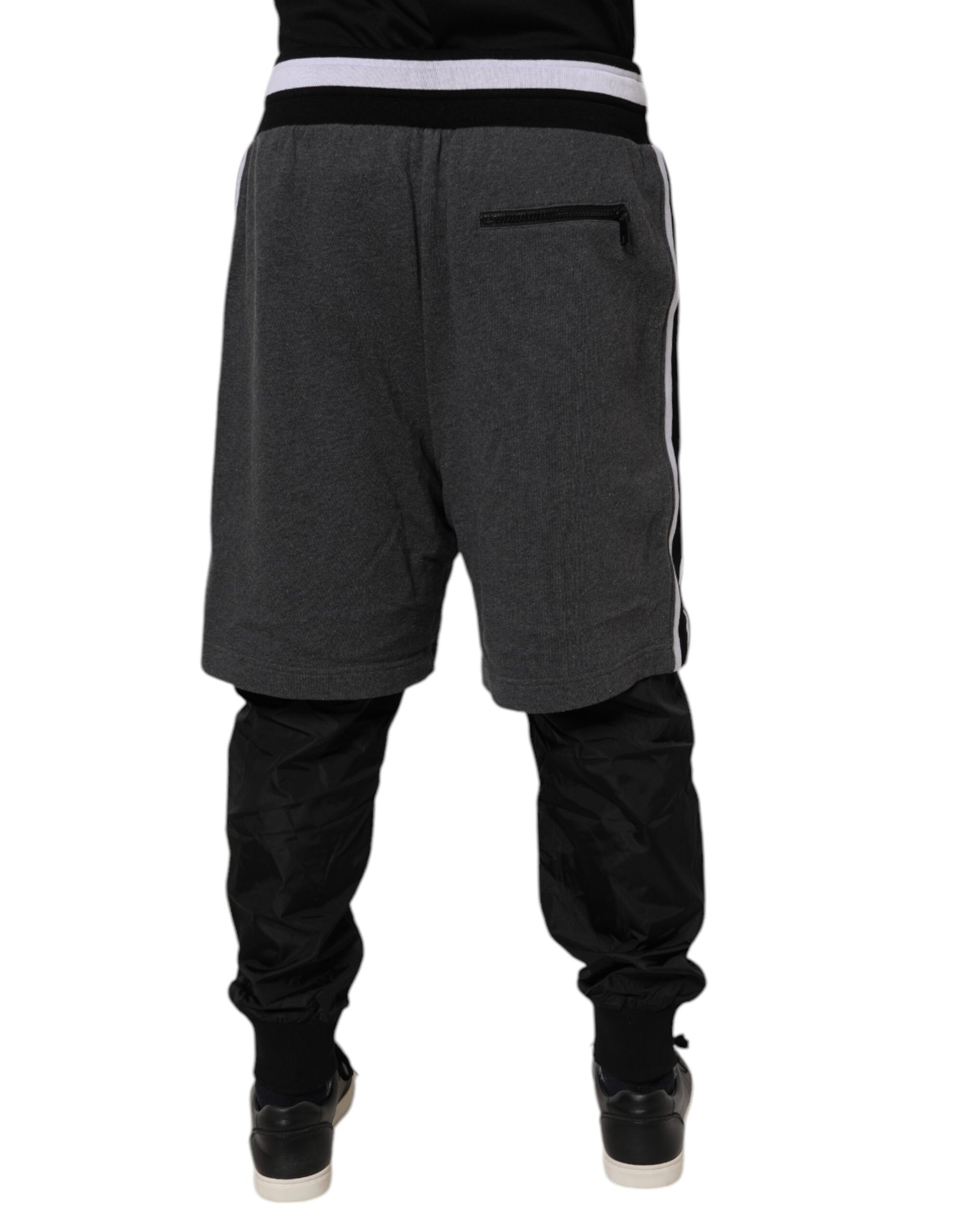 Dolce & Gabbana Black Gray Cotton Layered Men Sweatpants