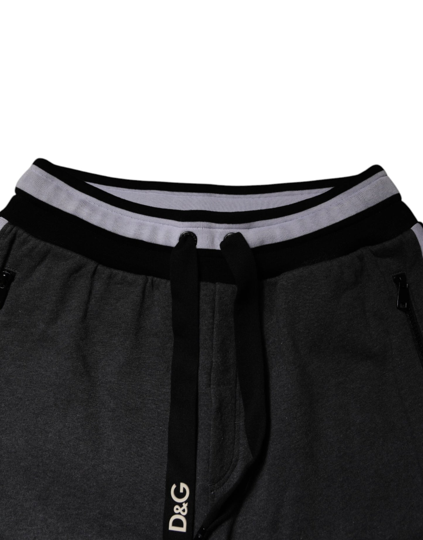 Dolce & Gabbana Black Gray Cotton Layered Men Sweatpants