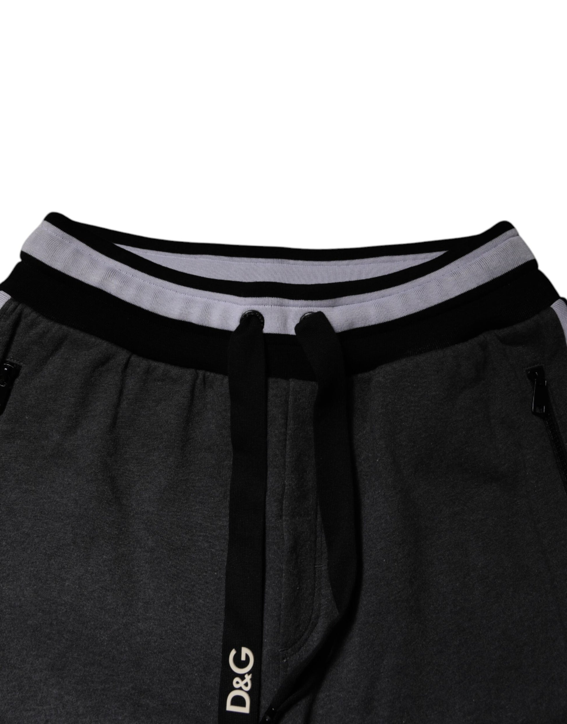 Dolce & Gabbana Black Gray Cotton Layered Men Sweatpants