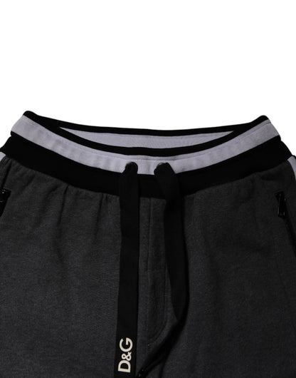 Dolce & Gabbana Black Gray Cotton Layered Men Sweatpants
