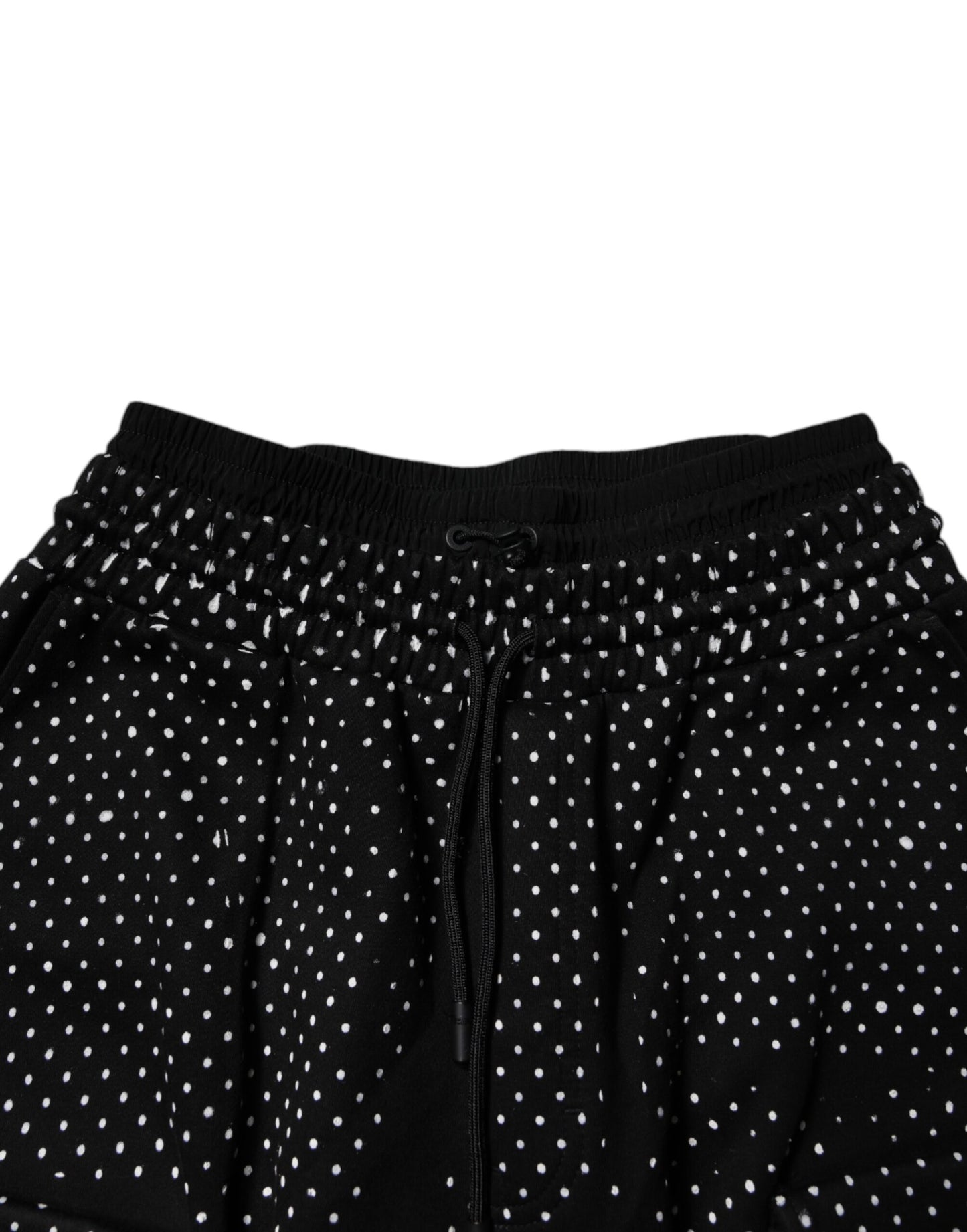 Dolce & Gabbana Black Polka Dot & Stripes Cargo Jogger Sweatpants