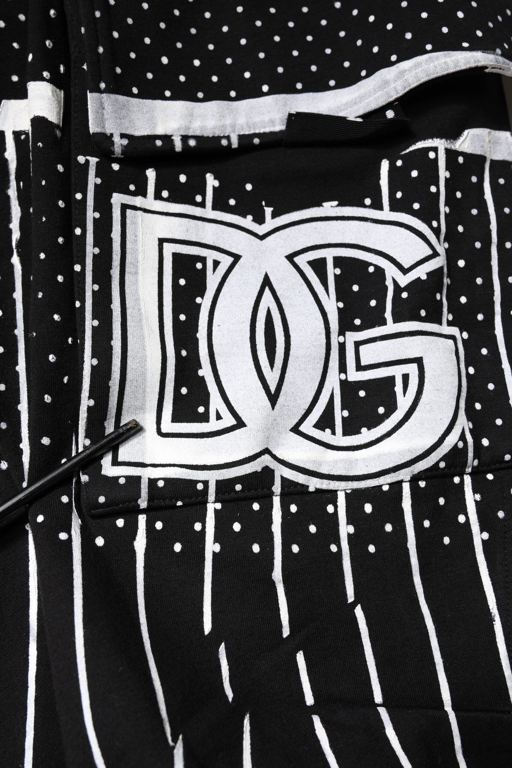 Dolce & Gabbana Black Polka Dot & Stripes Cargo Jogger Sweatpants