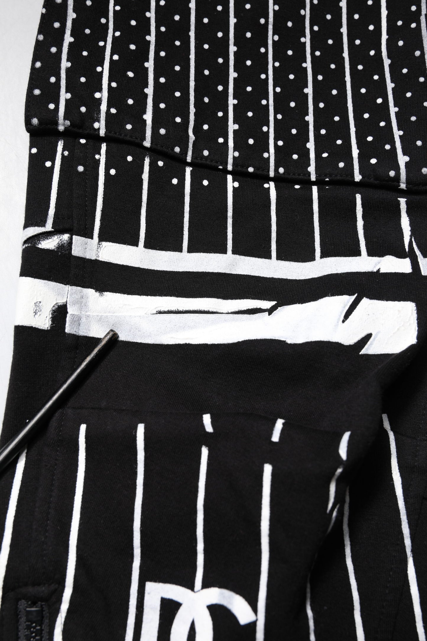 Dolce & Gabbana Black Polka Dot & Stripes Cargo Jogger Sweatpants