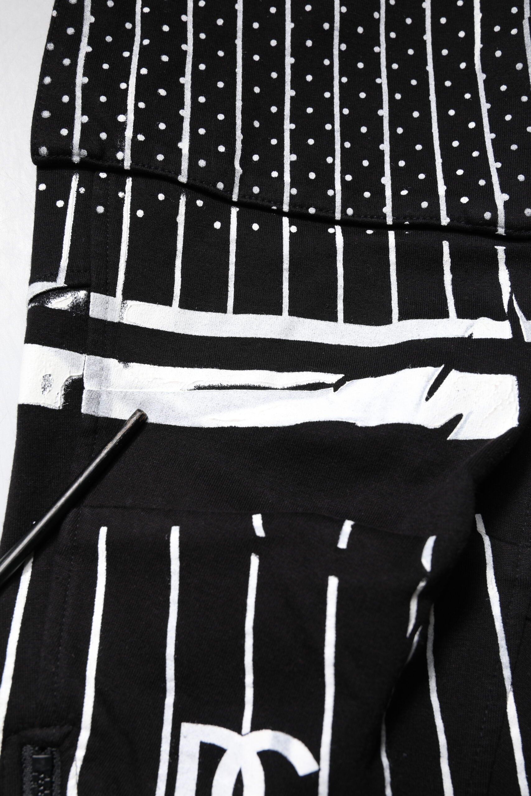 Dolce & Gabbana Black Polka Dot & Stripes Cargo Jogger Sweatpants