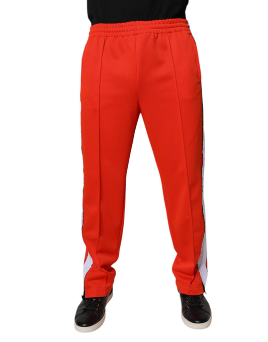 MSGM Red White Mid Waist Men Jogger Sweatpants