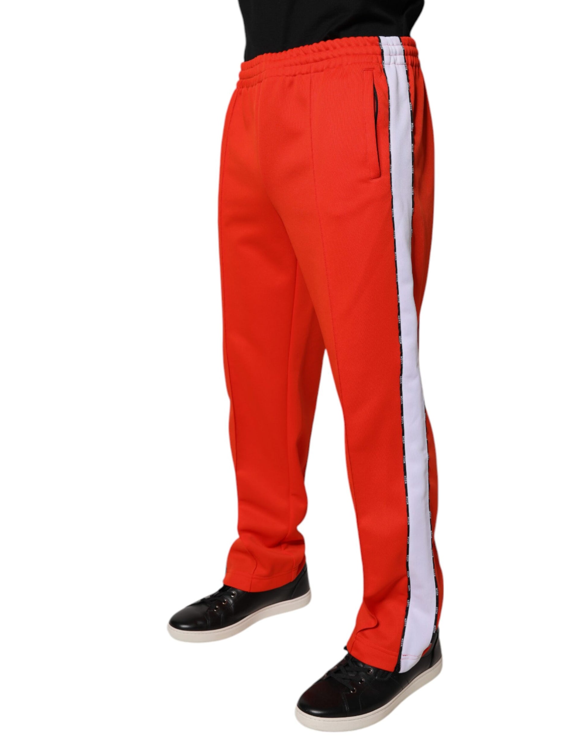 MSGM Red White Mid Waist Men Jogger Sweatpants