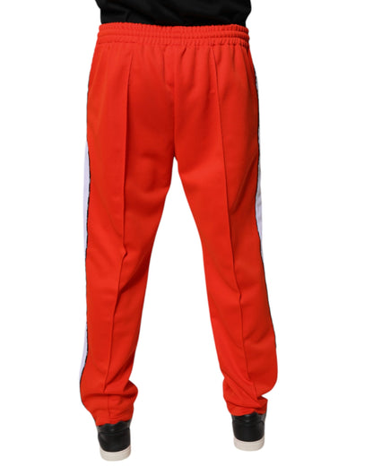 MSGM Red White Mid Waist Men Jogger Sweatpants