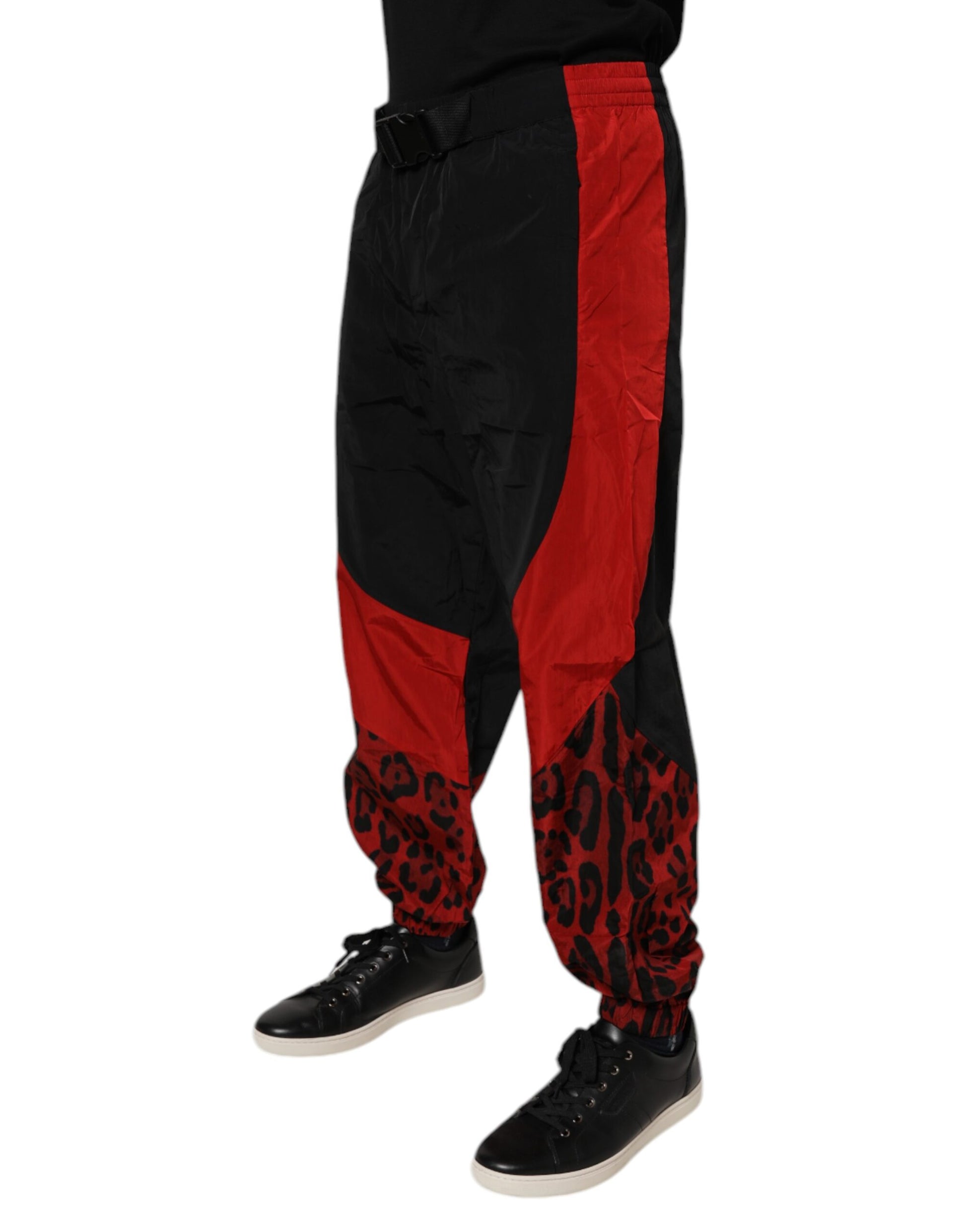 Dolce & Gabbana Black & Red Leopard Jogger Sweatpants for Men
