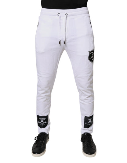 Dolce & Gabbana White Logo Patch Men Skinny Sweatpants