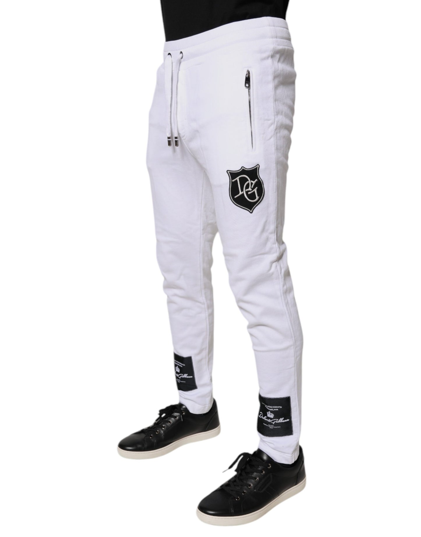 Dolce & Gabbana White Logo Patch Men Skinny Sweatpants