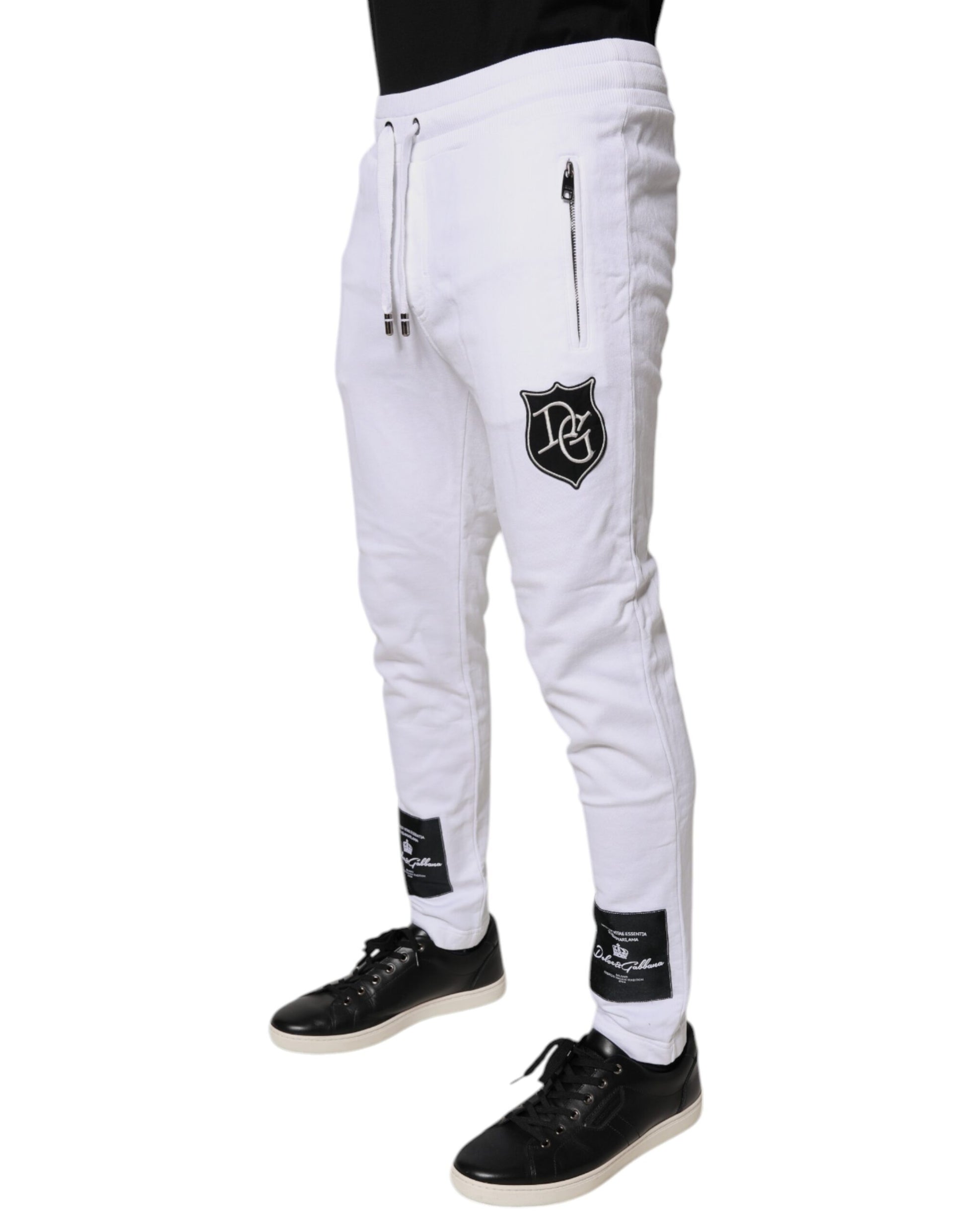 Dolce & Gabbana White Logo Patch Men Skinny Sweatpants
