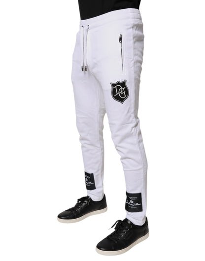 Dolce & Gabbana White Logo Patch Men Skinny Sweatpants