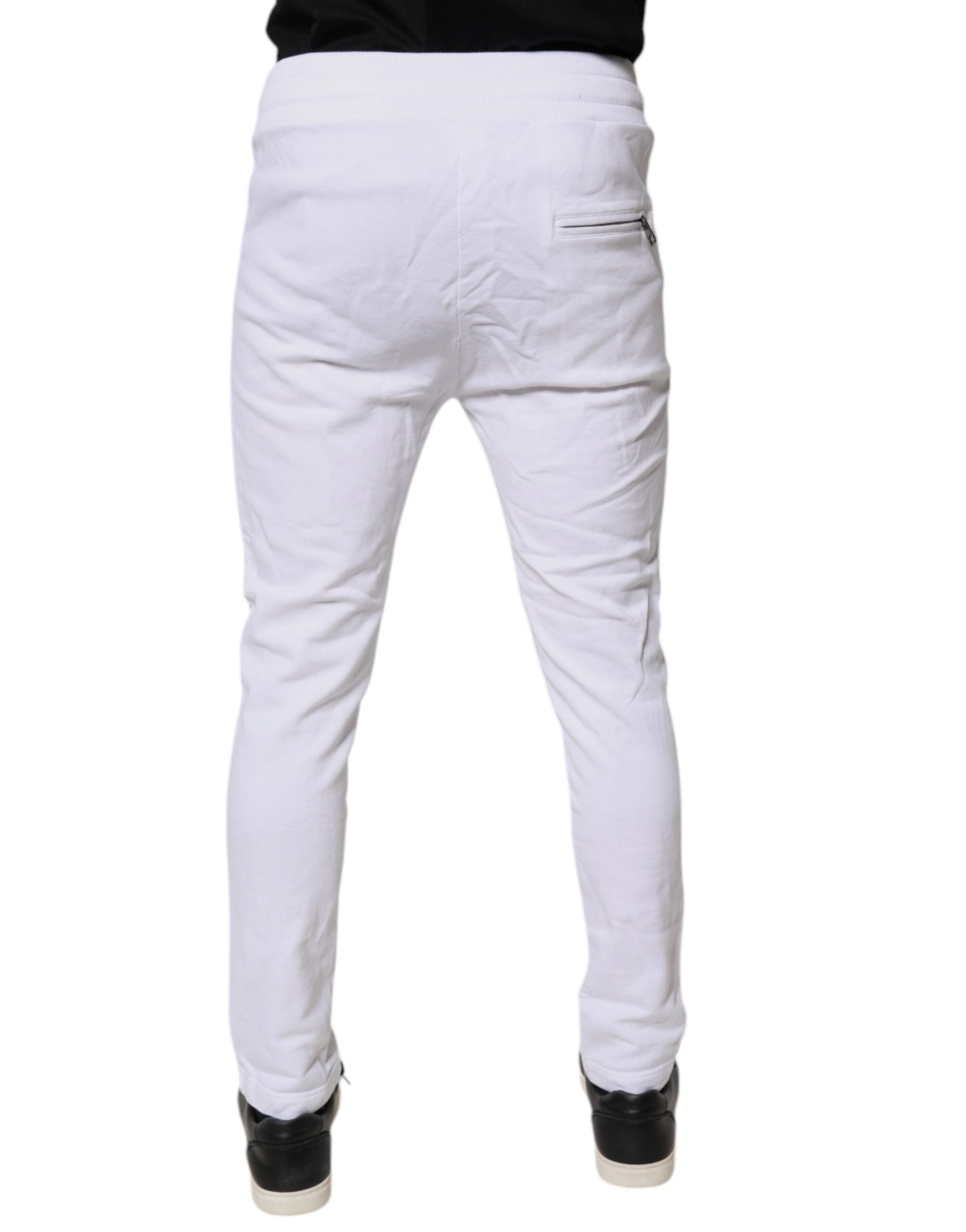 Dolce & Gabbana White Logo Patch Men Skinny Sweatpants