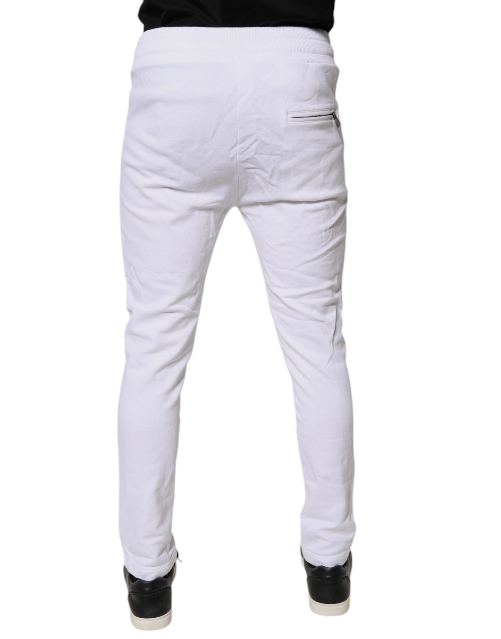 Dolce & Gabbana White Logo Patch Men Skinny Sweatpants