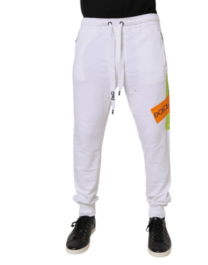 Dolce & Gabbana White Logo Tape Jogger Cotton Sweatpants