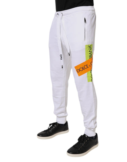 Dolce & Gabbana White Logo Tape Jogger Cotton Sweatpants
