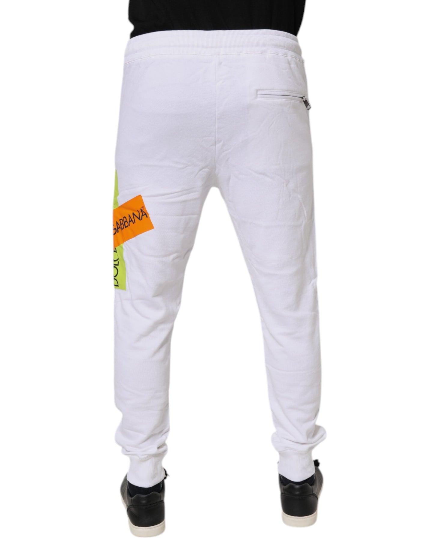 Dolce & Gabbana White Logo Tape Jogger Cotton Sweatpants