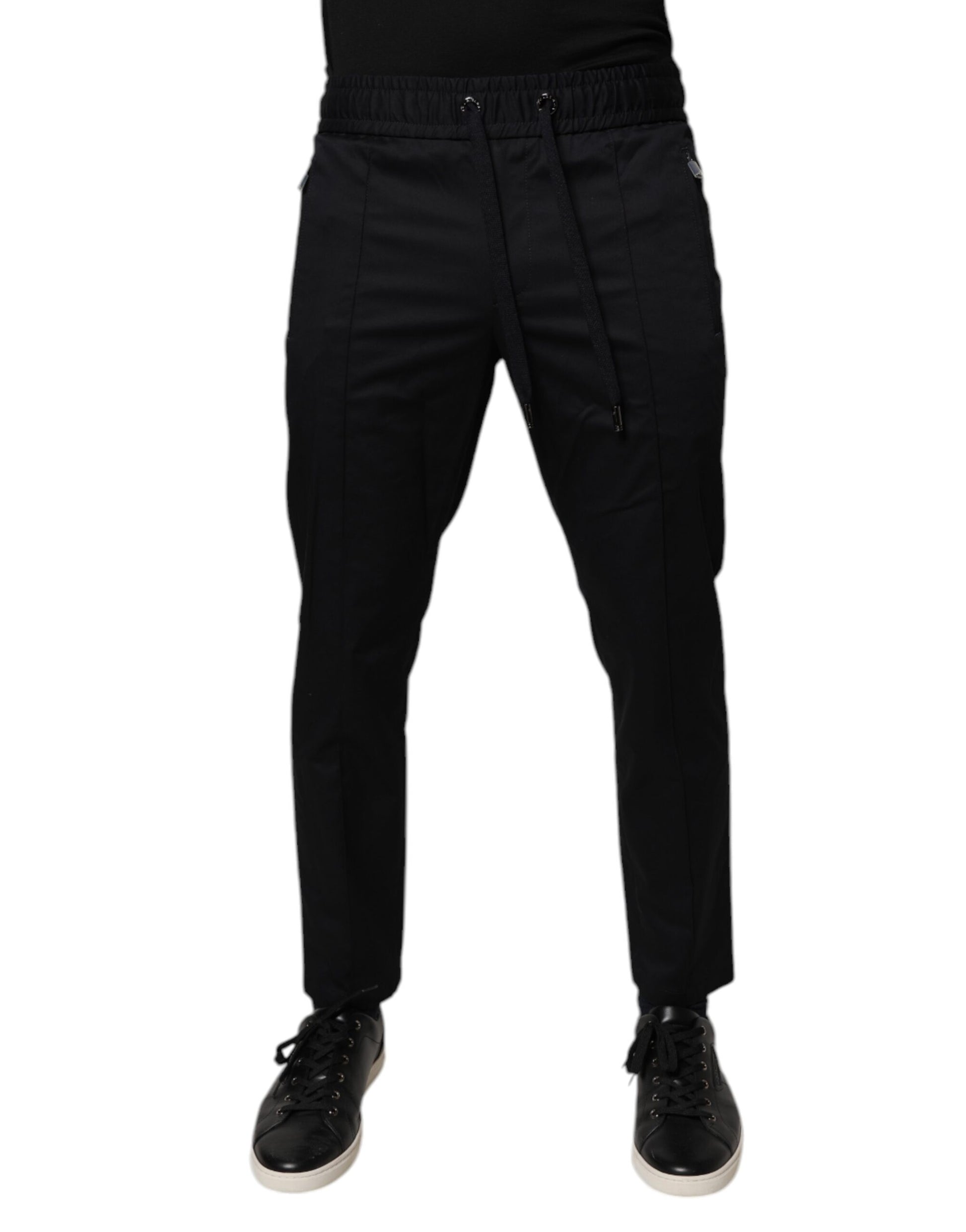 Dolce & Gabbana Dark Blue Cotton Men Jogger Sweatpants