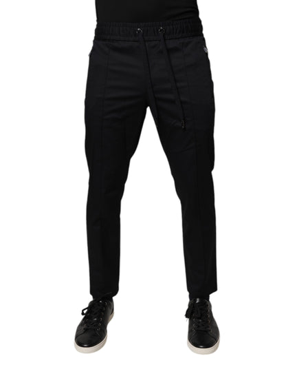 Dolce & Gabbana Dark Blue Cotton Men Jogger Sweatpants