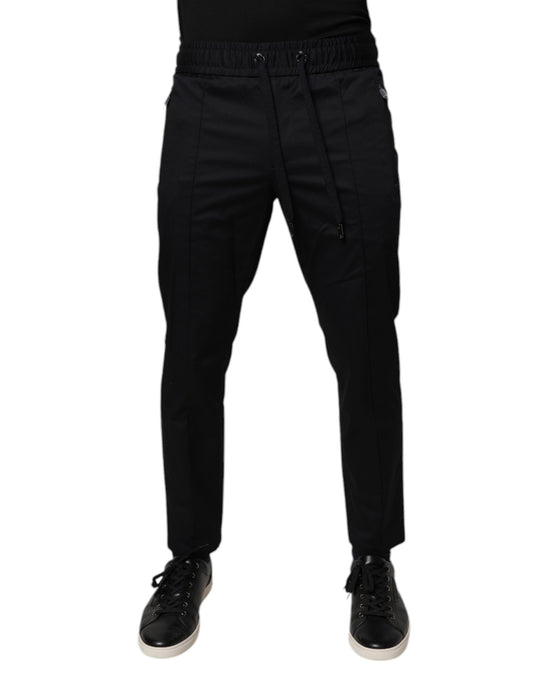 Dolce & Gabbana Dark Blue Cotton Men Jogger Sweatpants