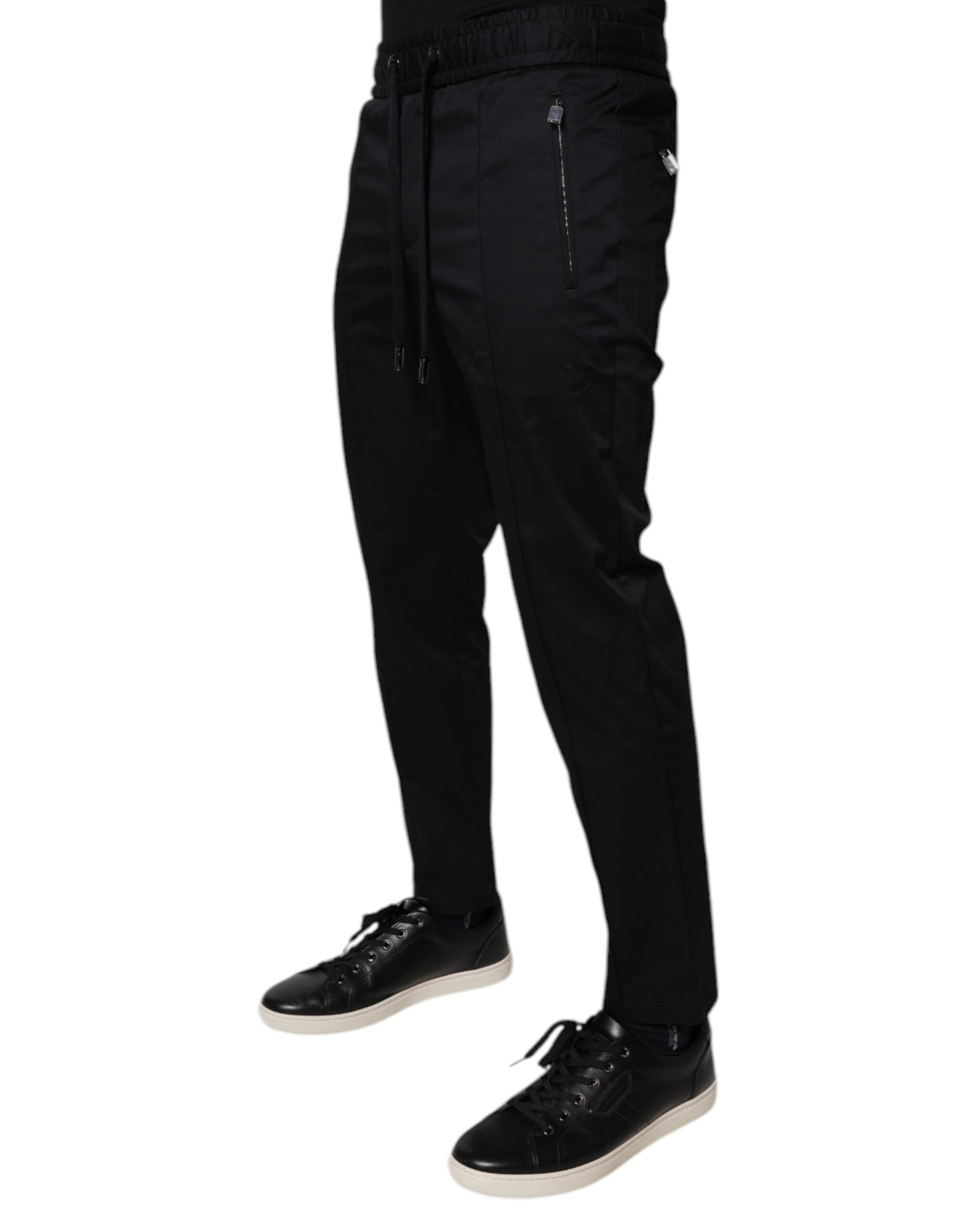 Dolce & Gabbana Dark Blue Cotton Men Jogger Sweatpants