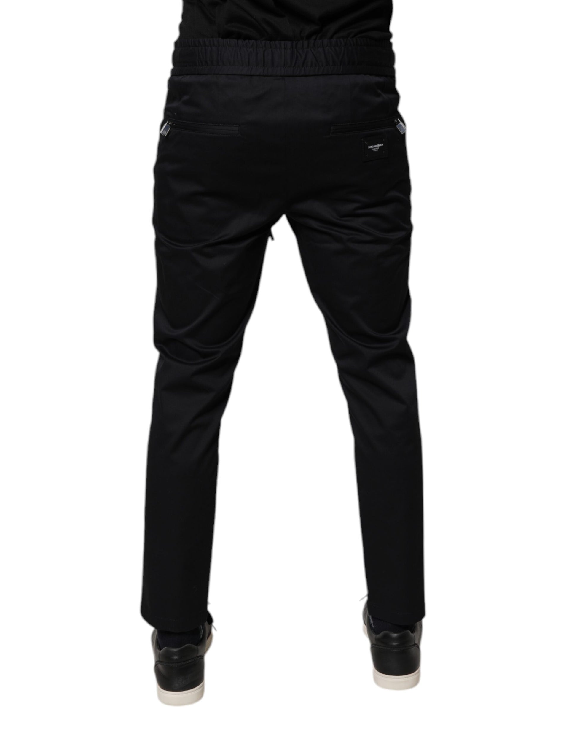 Dolce & Gabbana Dark Blue Cotton Men Jogger Sweatpants