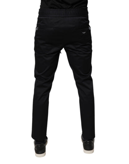 Dolce & Gabbana Dark Blue Cotton Men Jogger Sweatpants