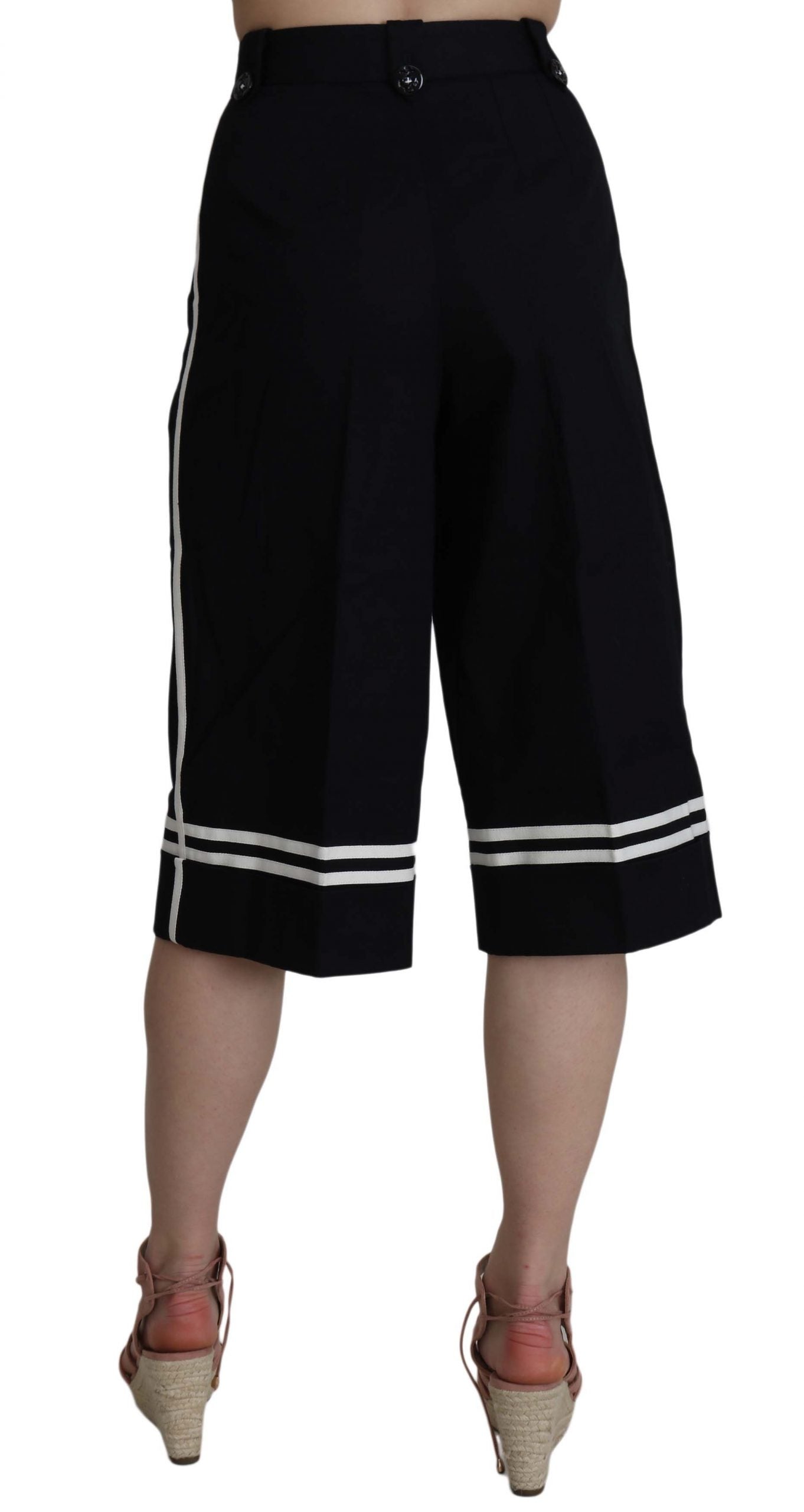  - Elegant High Waist Black Cotton Pants