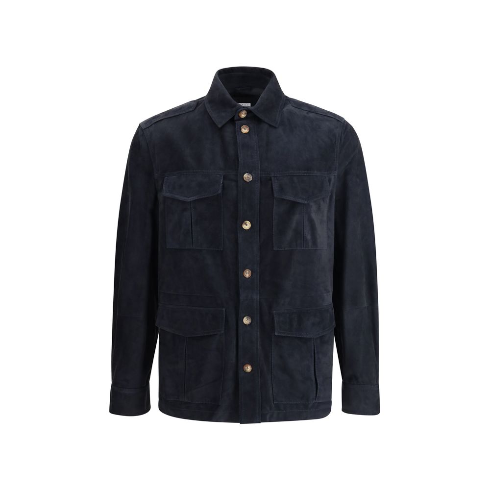Brunello Cucinelli Suede Leather Shirt Jacket