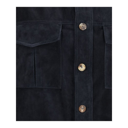 Brunello Cucinelli Suede Leather Shirt Jacket